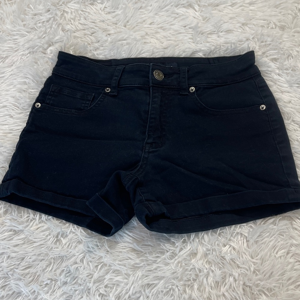 Aeropostale Women's black Jean Shorts HIGH RISE MIDI SIZE 6